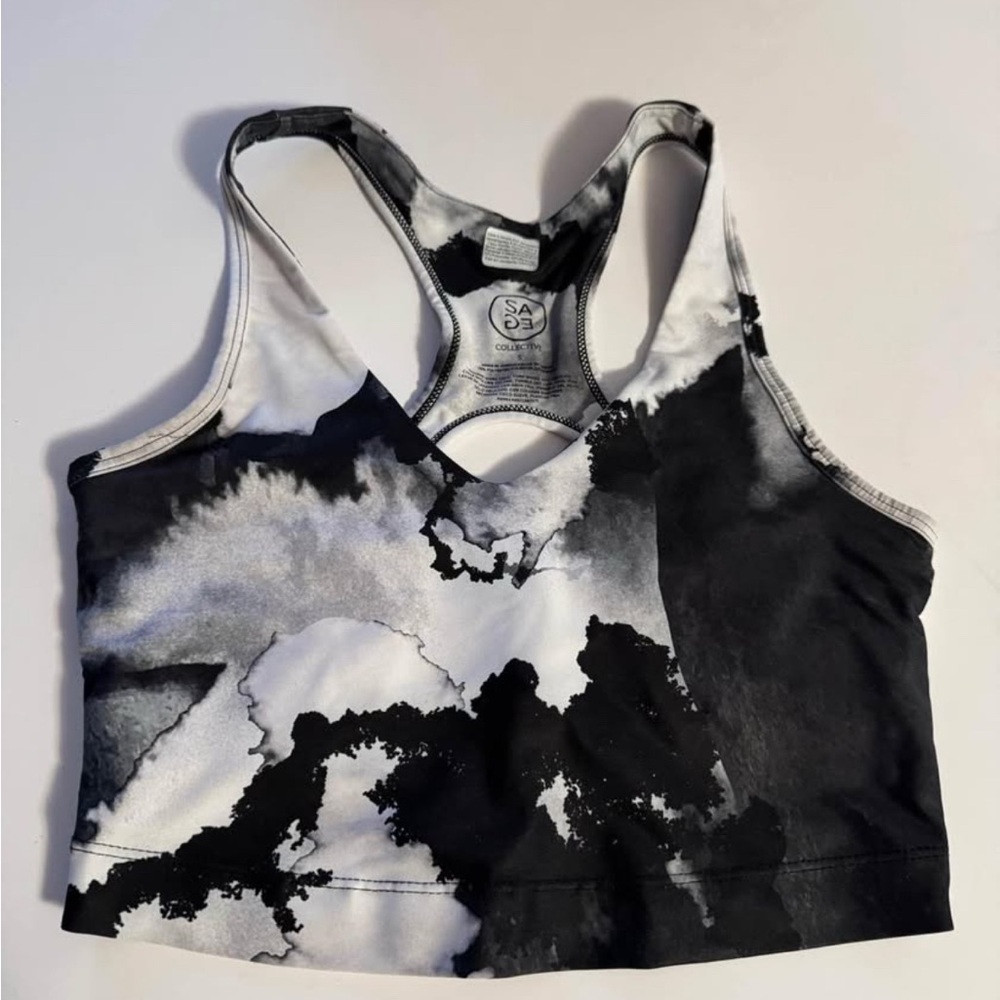 Black and White Abstract Sports Bra